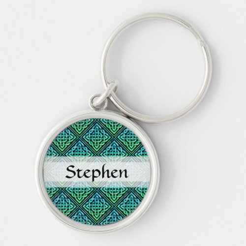 Custom Celtic Knot _ Blue Green Round Keychain