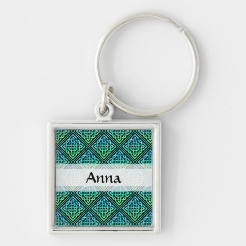 Custom Celtic Knot _ Diamond Blue Green Keychain