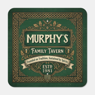 Custom Celtic Knot Family Tavern Green Bar Metal Sign