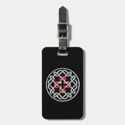 Custom Celtic Knot Red Metallic Luggage Tag