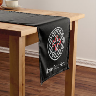 Custom Celtic Knot Red Metallic Short Table Runner