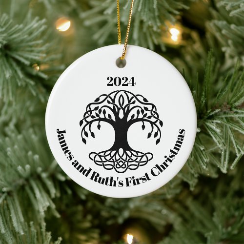 Custom Celtic Tree Ornament Scottish Gift Ceramic Ornament