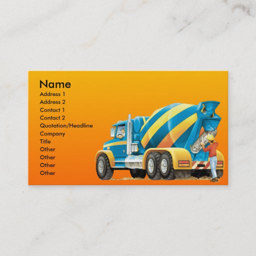 Customizable Cement or Concrete Mixer Business Card