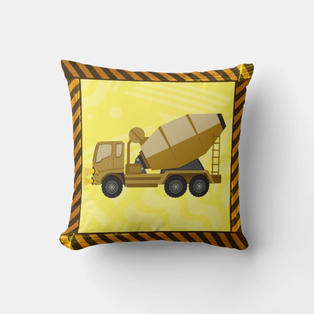 Custom Cement Truck Construction Decor Throw Pillow (Front)