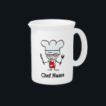 Custom ceramic kitchen pitcher with cartoon chef<br><div class="desc">Custom ceramic kitchen pitcher with cartoon chef. Funny Birthday gift idea for friends and family. Add your own name or quote.</div>