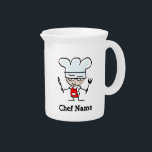 Custom ceramic kitchen pitcher with cartoon chef<br><div class="desc">Custom ceramic kitchen pitcher with cartoon chef. Funny Birthday gift idea for friends and family. Add your own name or quote.</div>
