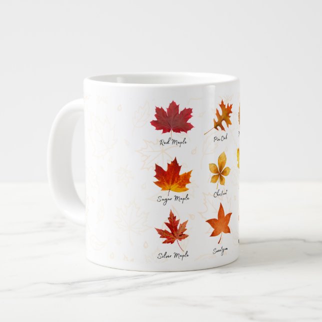 Custom Ceramic Mug, Autumn Leaves Mug for Her (Front Left)