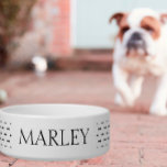Custom Ceramic Pet Bowl - B&W - Horizontal Bones<br><div class="desc">Medium or large,  this ceramic pet bowl can be used for cats,  dogs,  food,  or water.
This product is B&W   minimal,  perfect to fit in with any home decor. 
All text is customizable to match your fur child ↣ just click the ‘Personalize’ button.</div>