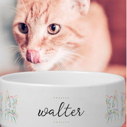 Custom Ceramic Pet Bowl - Colorful Cat Profile