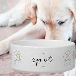 Custom Ceramic Pet Bowl - Colorful Retrievers