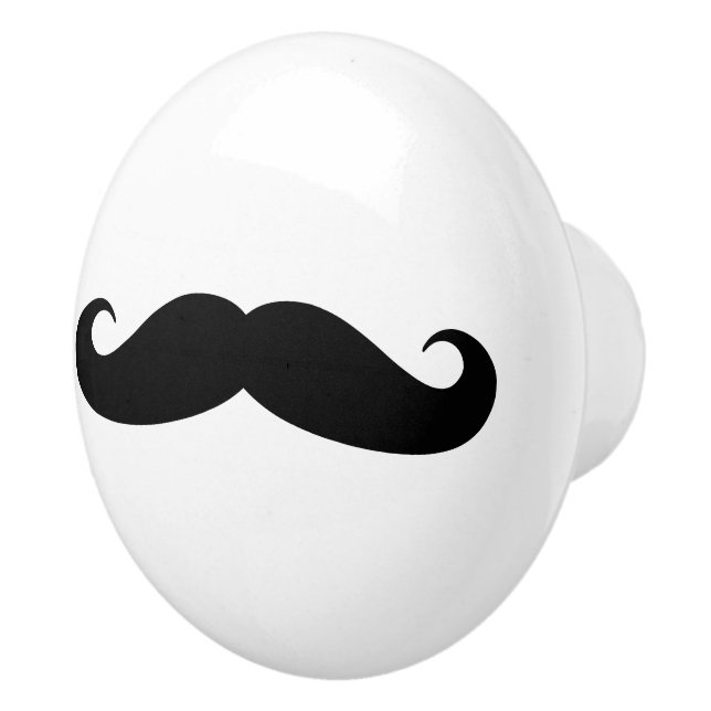 Custom cermaic know with black mustache design ceramic knob (Right)