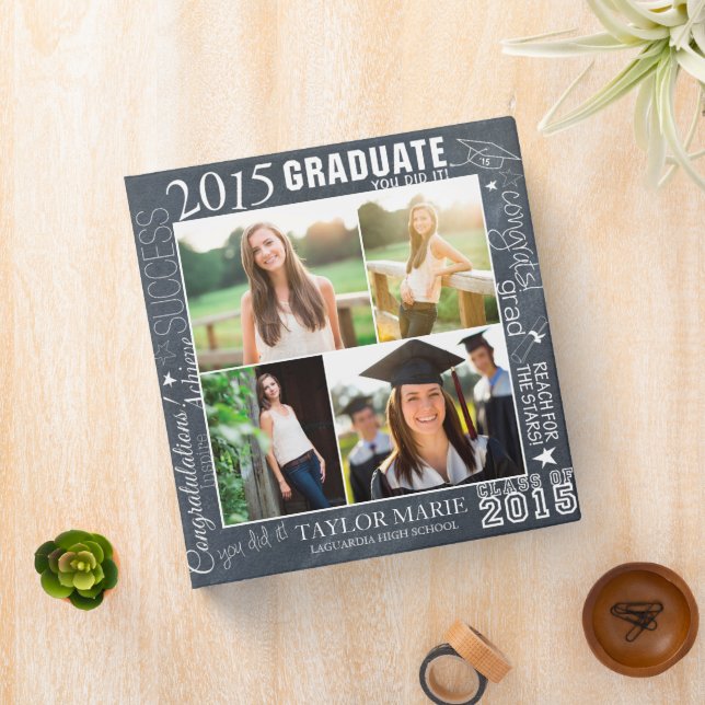 Custom Chalk Graduation 2015 Photo Scrapbook Binder