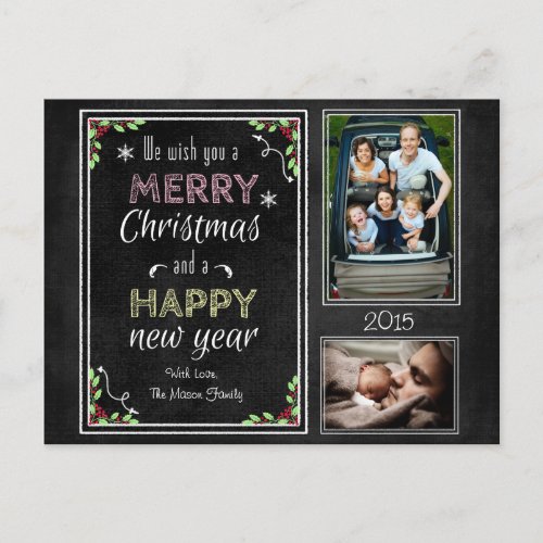 Custom Chalkboard Christmas Collection Holiday Postcard