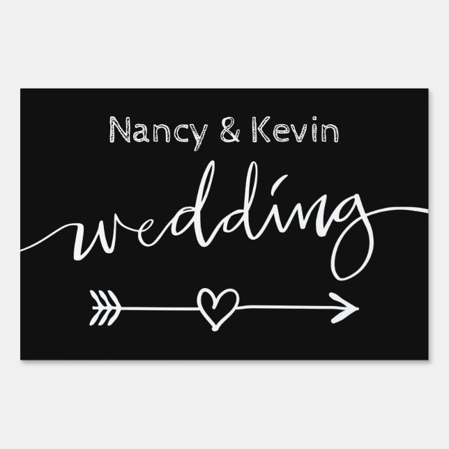 Custom chalkboard directional wedding yard sign (Front)