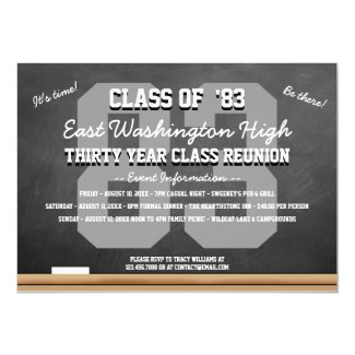 Custom Chalkboard High School Reunion Invitation