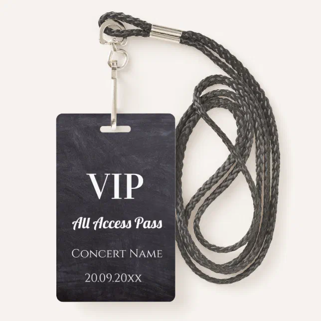 Custom Chalkboard Name Date VIP Access Pass Badge Zazzle