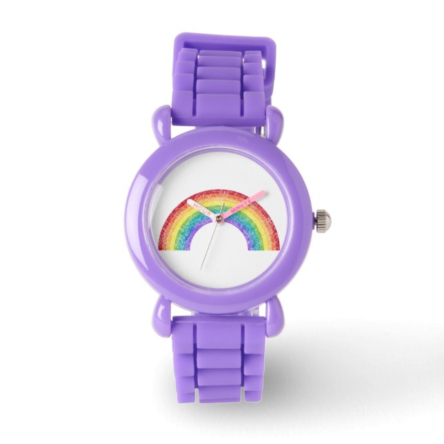 CUSTOM CHALKBOARD RAINBOW WATCH RED SPARKLE  (Front)