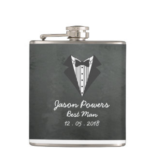 Custom Chalkboard Tux Best Man Groomsman Hip Flask