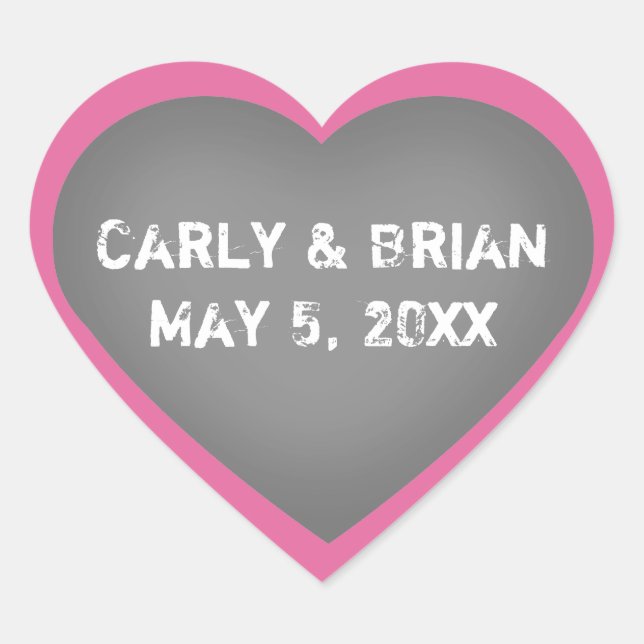 Custom Chalkboard Wedding Couples Heart Sticker (Front)