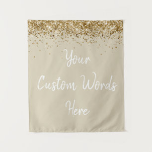 Custom Champagne and Gold Personalized Photo Booth Tapestry