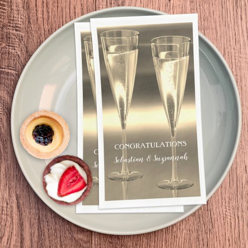 Custom Champagne Glasses Congratulations Party Paper Guest Towels