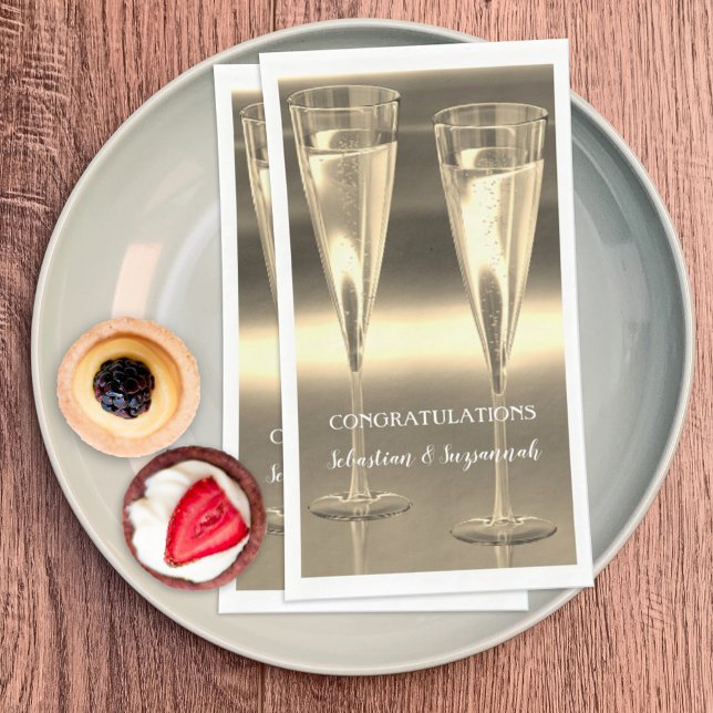 Custom Champagne Glasses Congratulations Party Paper Guest Towels (Creator Uploaded)
