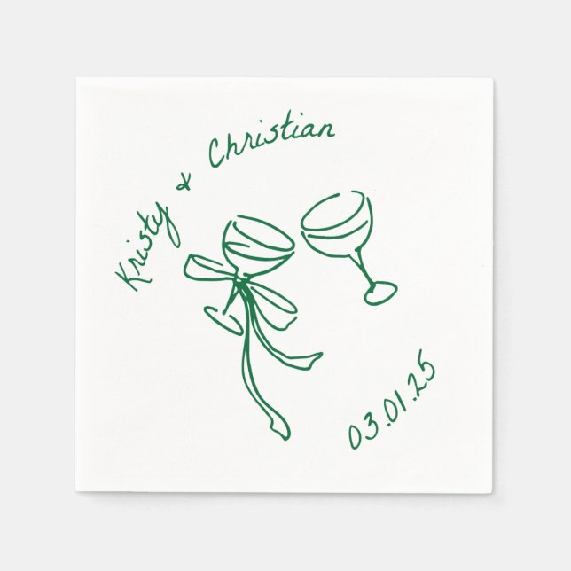Custom Champagne Toast Wedding Napkins (Front)