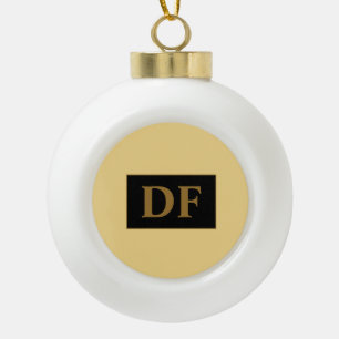 Custom Champagne With Gold Initials Ceramic Ball Christmas Ornament