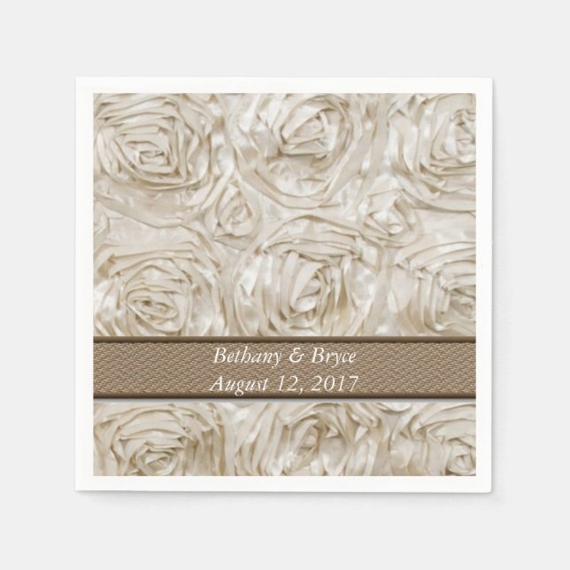 Custom Champaign Roses Design Wedding Napkins (Front)