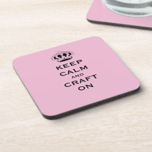 Custom Change CRAFT, Pink, Keep Calm 6 Beverage Coaster