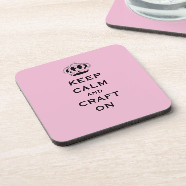 Custom Change CRAFT, Pink, Keep Calm 6 Beverage Coaster (Left Side)