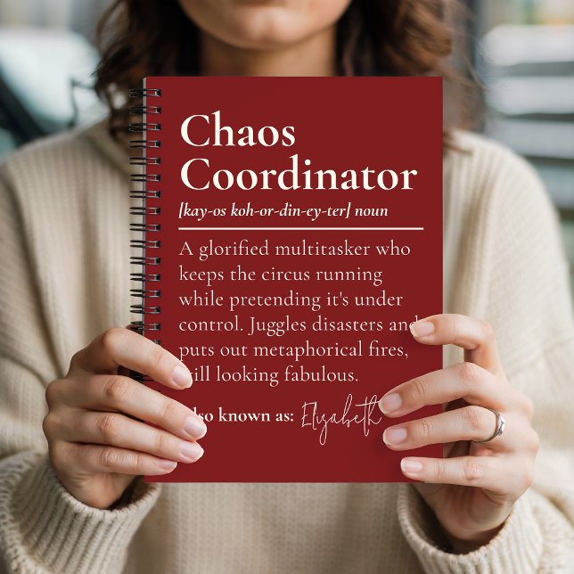 Custom Chaos Coordinator Notebook Gift for Boss (Personalized Chaos Coordinator Notebook Gift for Boss, Funny Chaos Coordinator Journal Gift for Team)