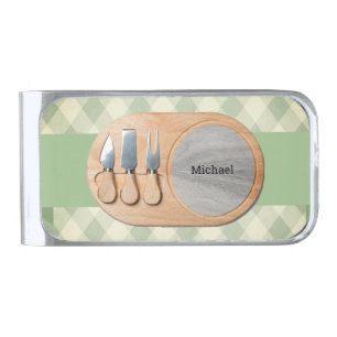 Custom Charcuterie Cheeseboard Personalized  Silver Finish Money Clip