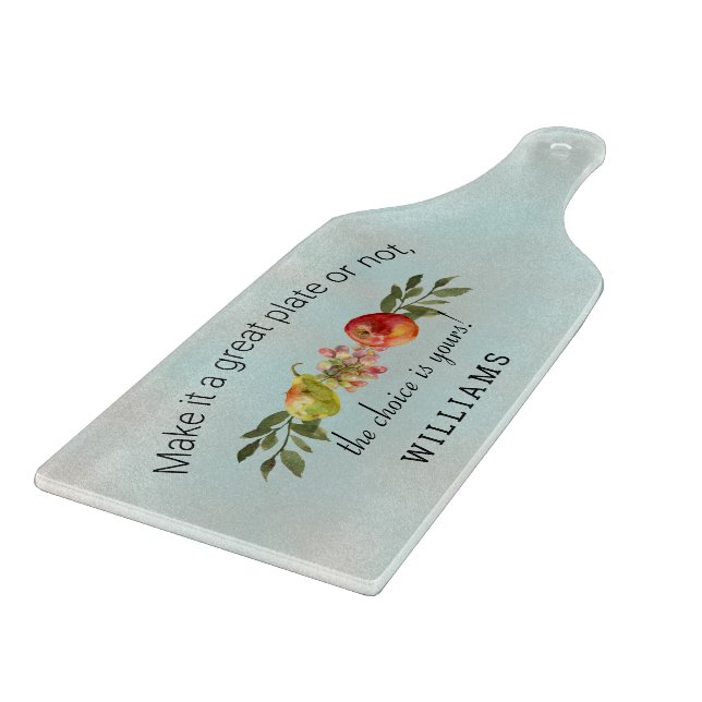 Custom Charcuterie Turquoise Wash Family Name Cutting Board (Corner)