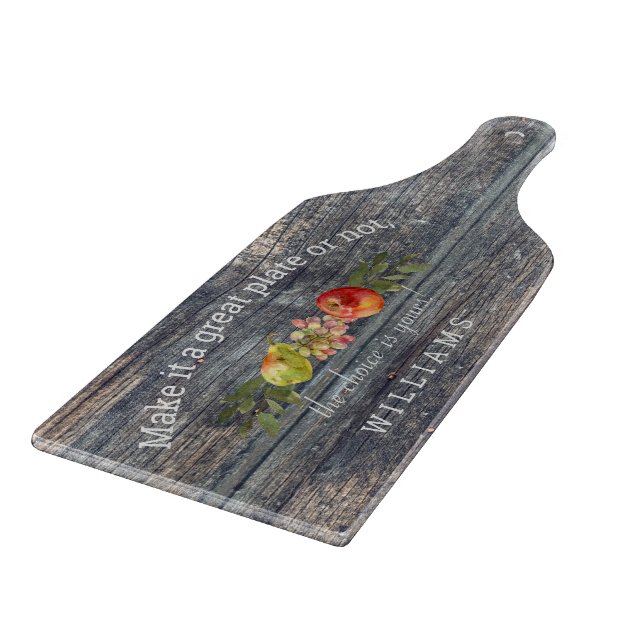 Custom Charcuterie Wood Gray Family Name  Cutting Board (Corner)