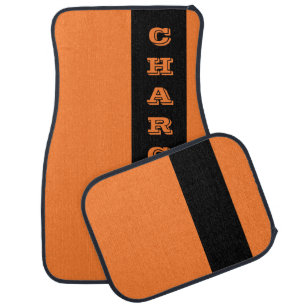 Custom Charger Header Orange Car Floor Mat
