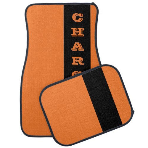 Custom Charger Header Orange Car Floor Mat