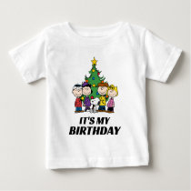 Custom Charlie Brown and Friends Winter Birthday Baby T-Shirt