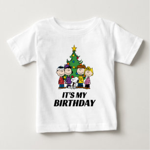 Custom Charlie Brown and Friends Winter Birthday Baby T-Shirt