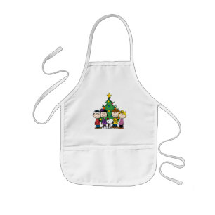 Custom Charlie Brown and Friends Winter Birthday Kids' Apron