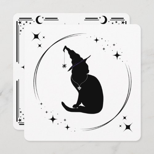 Custom Charm n Witch Cat Halloween Invitation