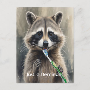 Custom Check up Reminder Dentist Fun Raccoon Postcard