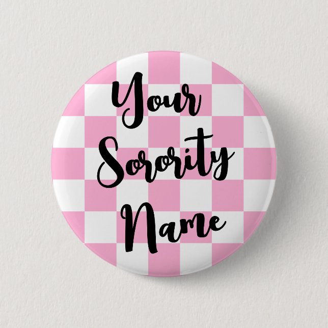 Custom Checker Board Retro Sorority Button (Front)