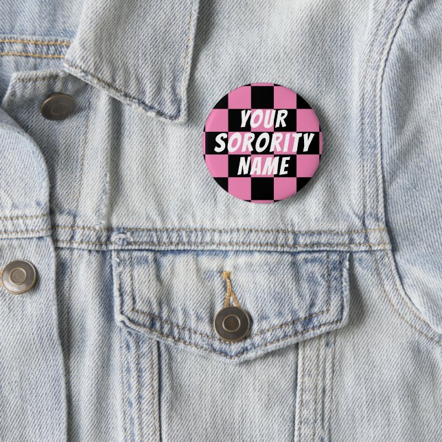 Custom Checker Board Retro Sorority Button (In Situ)