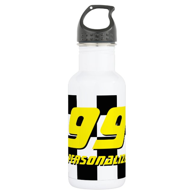 Custom checkered auto racing flag stainless steel water bottle (Front)