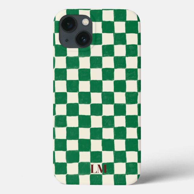 Custom Checkered Green Phone Case (Back)