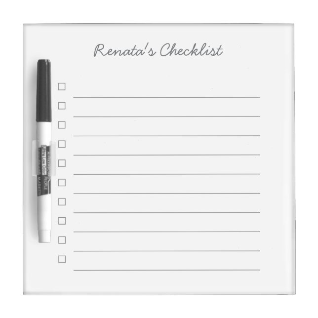 Custom Checklist, Check Box List, Tear Away Dry Erase Board (Front)