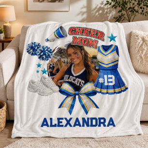Custom Cheer Mom Photo Sports Pride Fleece Blanket