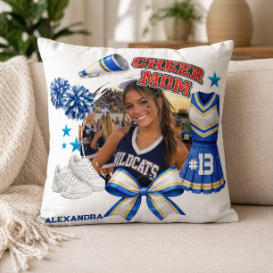 Custom Cheer Mom Photo Sports Pride Throw Pillow