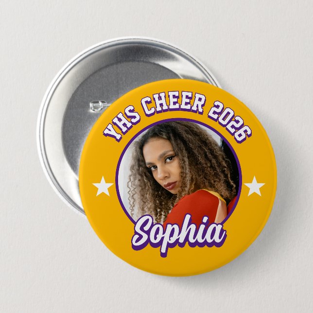 Custom Cheerleader Brag Button, Game Day Cheer Button (Front & Back)
